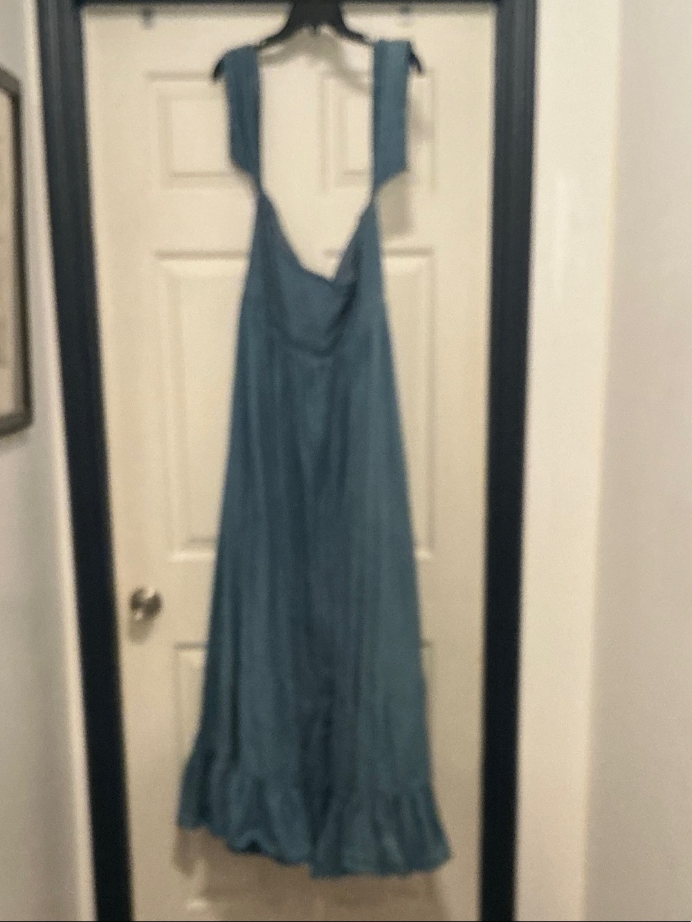 Backless denim Maxi Dress with Ruffle Hem plus size